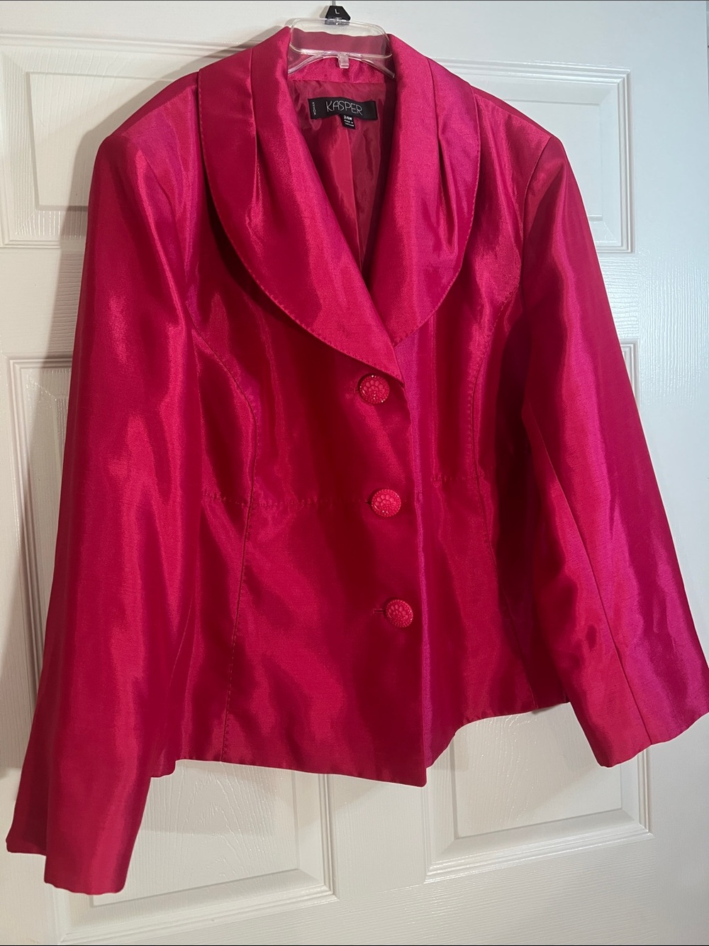 Kasper Women's Fuchsia Satin Shawl Collar Jacket
